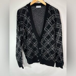 Vintage Area Black and Silver Patterned Cardigan